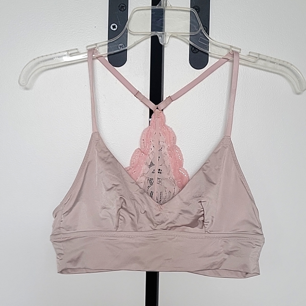 aerie bralette satin & Lace, blush pink, sz S